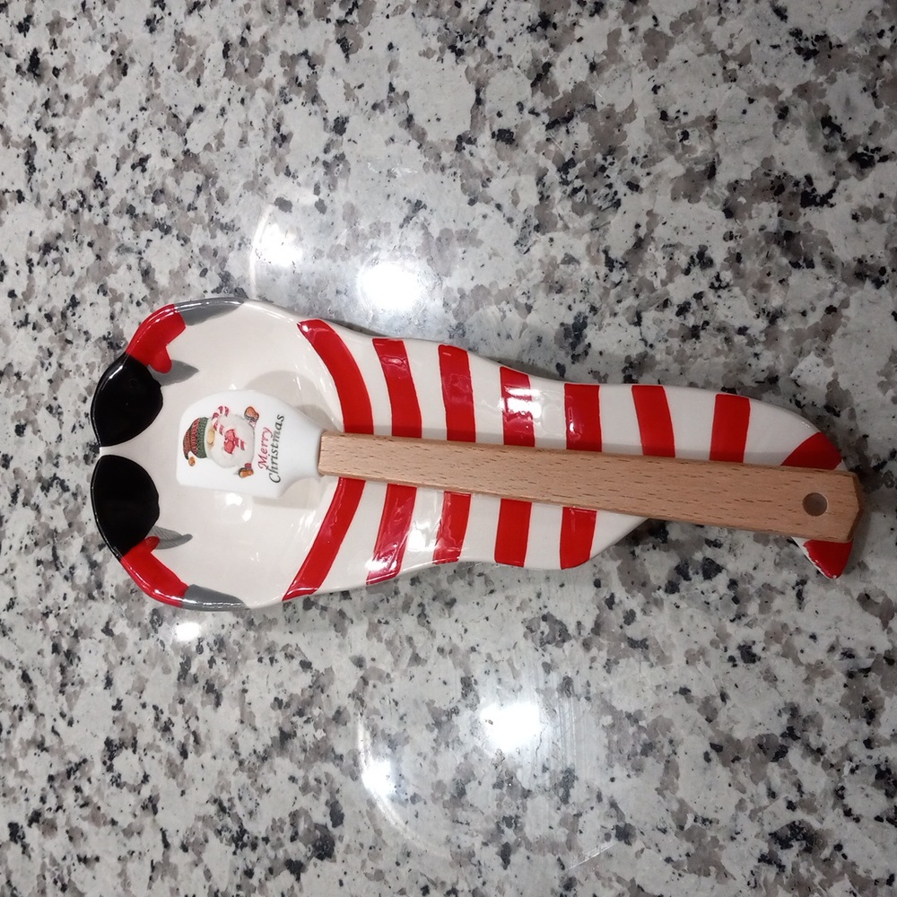 CWC 3-pc. Holiday Baking Tools Set In Red / White Spoon Rest| Spatula | Wihisk - Picture 6 of 12